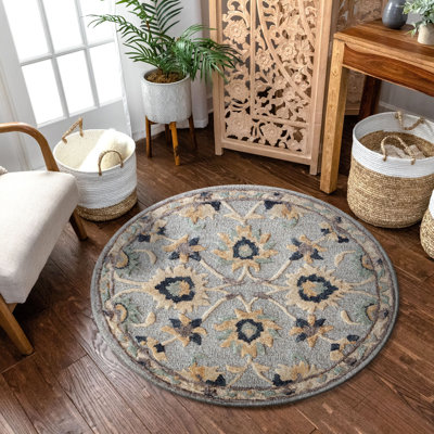 Tapis gris en laine fait à la main Emmersen