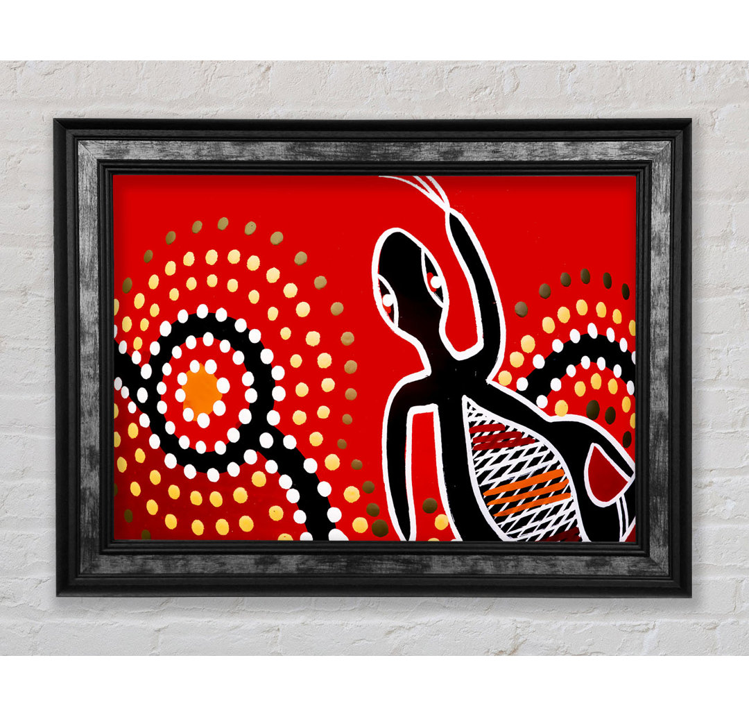 Aborigine Roter Gecko Sonne - Bilderrahmen Kunstdrucke