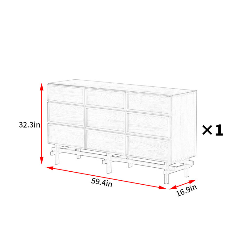 Japanese Style Minimalist Sideboard, Brown