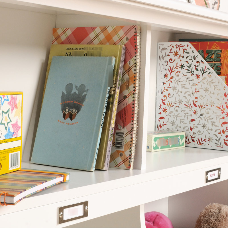 Bibliothèque blanche / pour garder la chambre bien rangée, plusieurs casiers pour couvertures, dimensions compactes et livres organisés, bords arrondis, convient aux petits espaces
