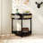 32"W×32"H Vintage Half-Moon Console Table with 2 Rattan Doors Entry Table with Bottom Shelf Hallway Table Sofa Table for Living Room-118658993