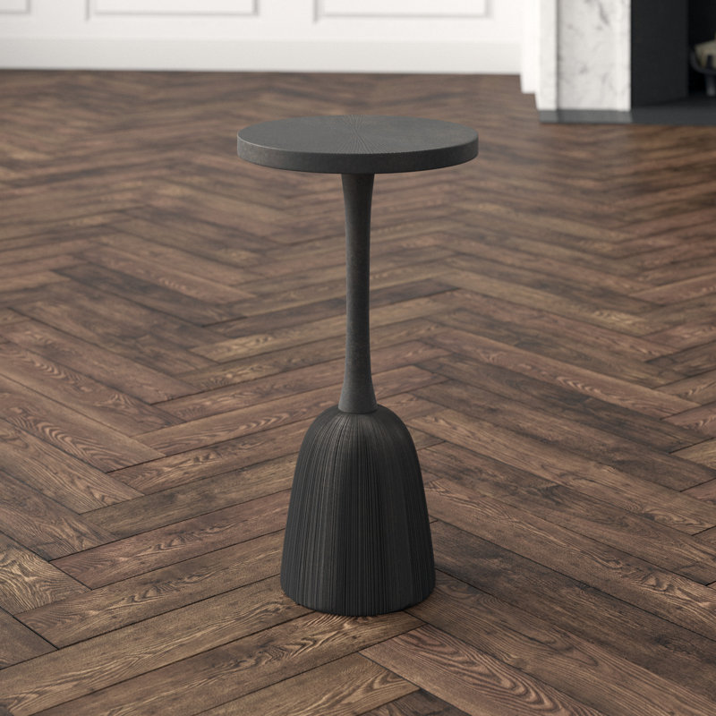 Tulee Pedestal End Table, Antique Black