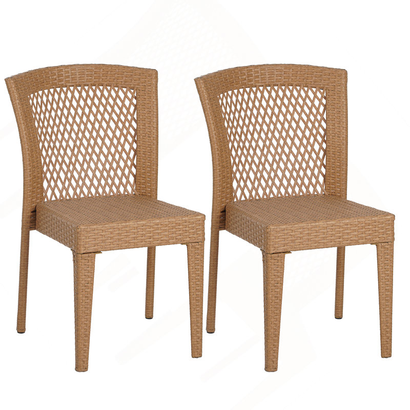 Chaise longue Farley empilable, ensemble de 2, brun clair, Marron clair