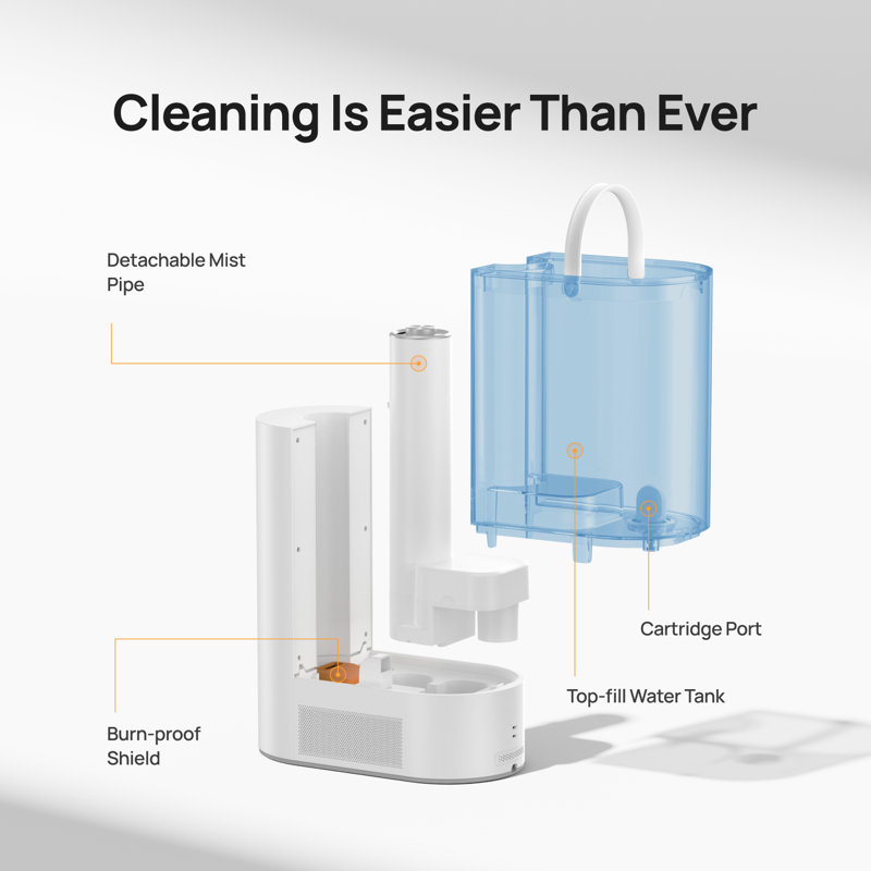 Humidificateur à brume froide et chaude avec filtre Dreo, humidificateur à remplissage de réservoir de 6 l, humidificateurs à ultrasons silencieux pour la chambre à coucher, voyant lumineux, routine de 60 heures, capteur d'humidité précis, plateau à double aromapad, bleu