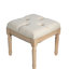 Banc carré carré rustique de 16,14 po x 16,14 po de couleur beige, convenant au piano, avec assise rembourrée en mousse à mémoire de forme et beige, fabrication confortable en bois d'hévéa massif