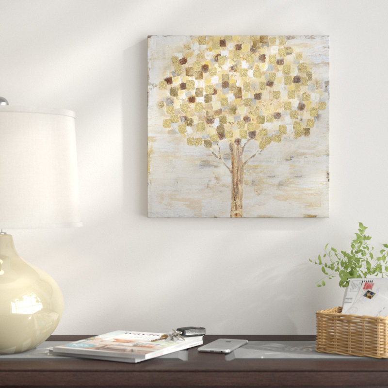 Arbre doré - imprimé, H 16 po x l 16 po x P 1,5 po, Toile tendue