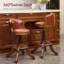Tabouret de bar pivotant réglable en cuir véritable avec structure en bois massif-692556917