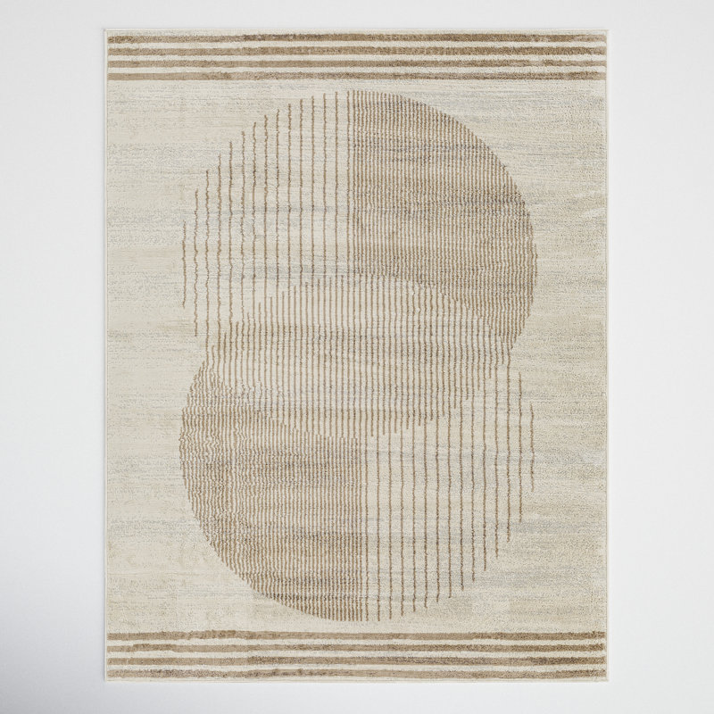 Tapis géométrique beige / brun / gris Jalissa, Rectangle 8 pi 11 po x 12 pi 3 po