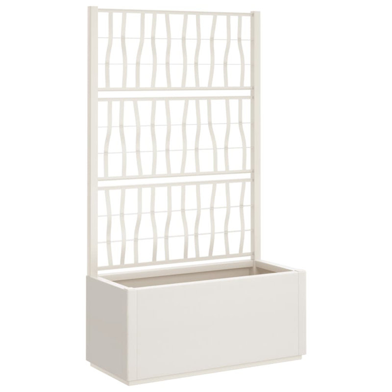 Jardinière rectangulaire Hisashi avec treillis intégré , Blanc treillis