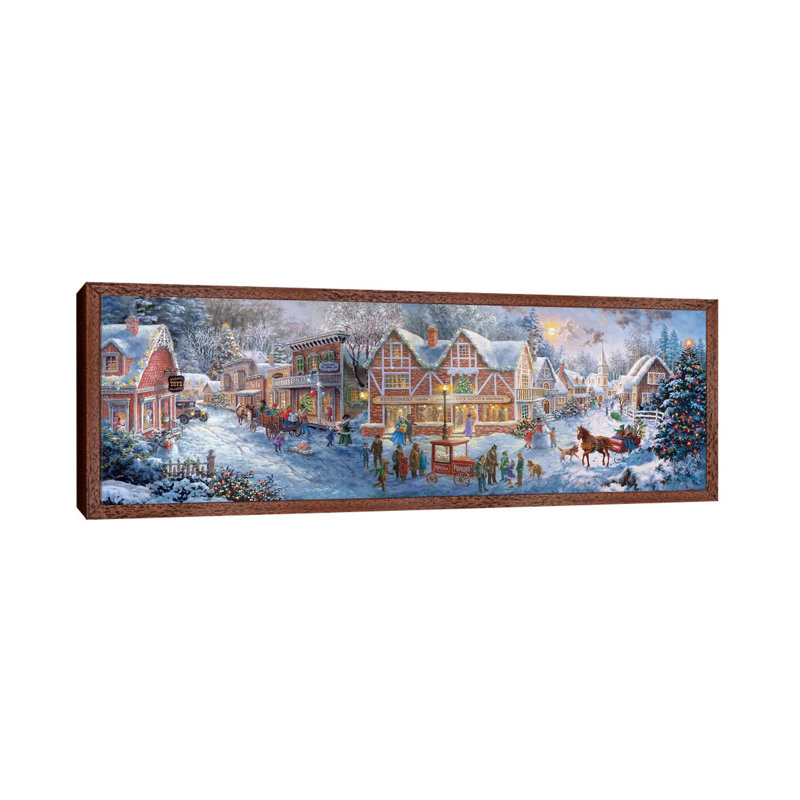 Getting Ready For Christmas by Nicky Boehme - Panoramic Painting on Canvas, 121.92 cm H x 40.64 cm W, Brown Framed