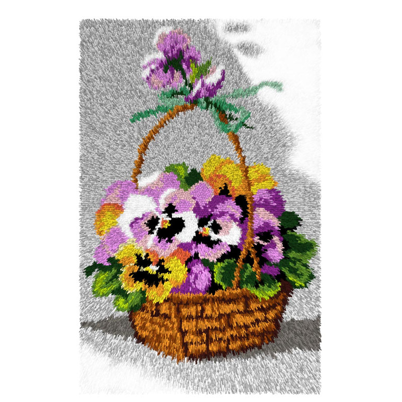 Ensemble de tapis crochet à panier avec fleurs Pansies par Orchidea 4253