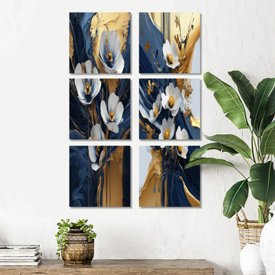 Golden Graceful Buttercups - Floral Wall Art Set Of 6