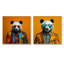 Fashion Panda In suit I - Ensemble de 2 impressions sur toile Panda-2012307942-2012307961
