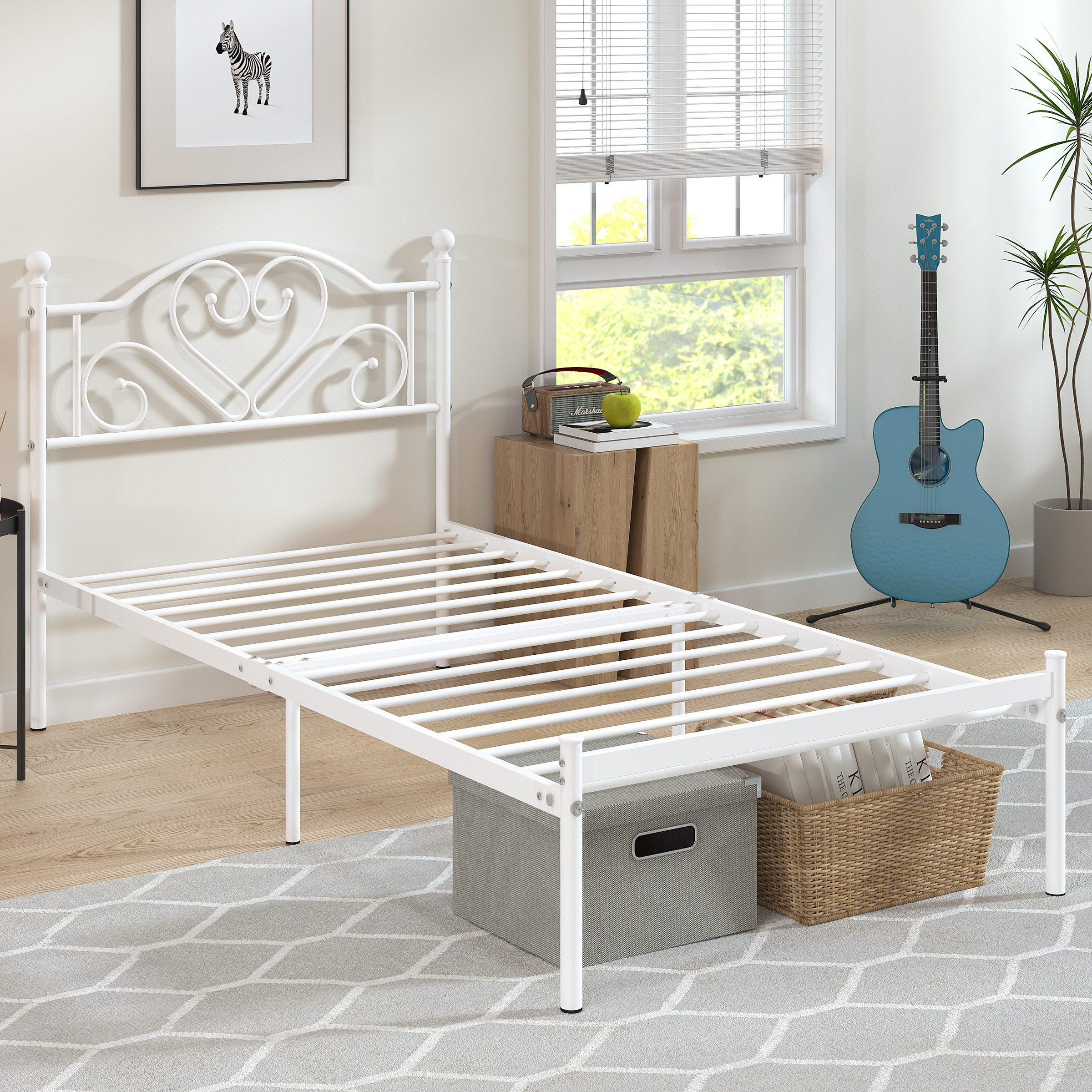 Winston Porter Metal Platform Bed With Headboard & Reviews Wayfair