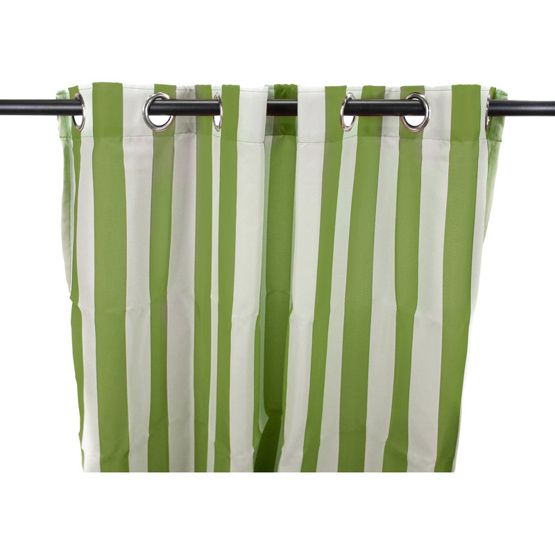 Solid 54" x 84" Grommet Semi-Sheer Outdoor Curtain Panel, Striped Black, 54" W x 96" L