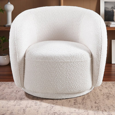 Fauteuil d'appoint pivotant, fauteuil demi-tonneau rembourré en tissu Boucle, fauteuil simple avec accoudoirs simples pour le salon