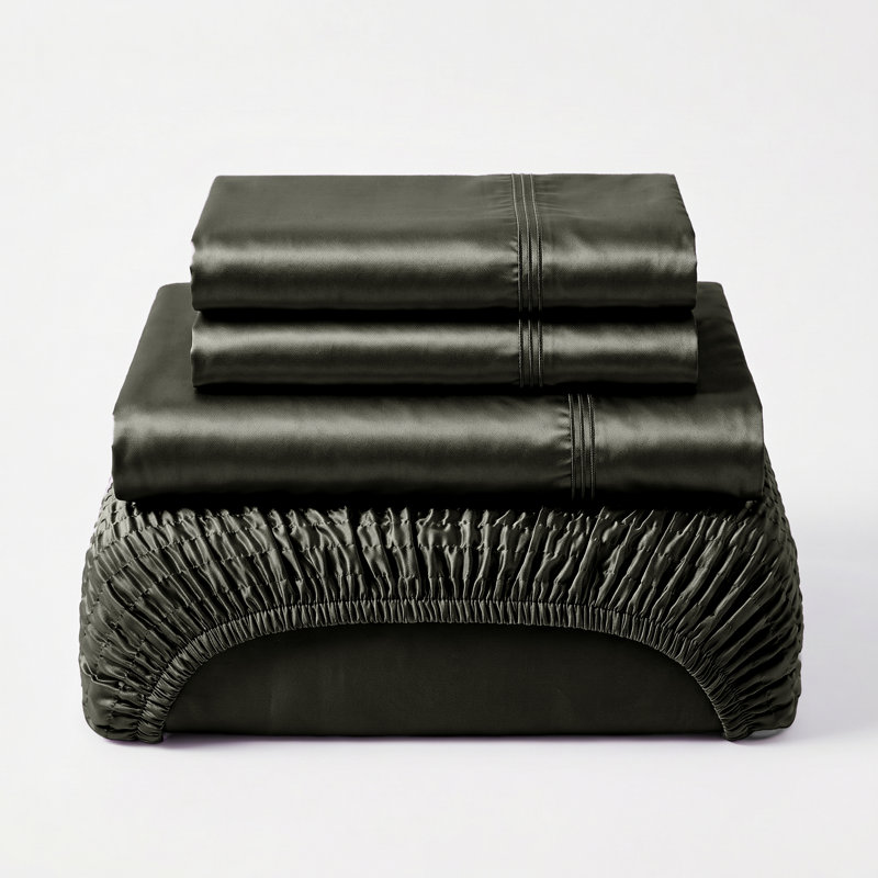 Ensemble de draps 4 pièces BedTite, California King Sheet Set with 2 Pillowcases, Black