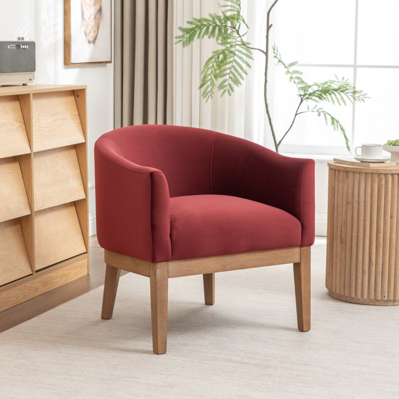 Fauteuil avec pieds en bois massif, Red
