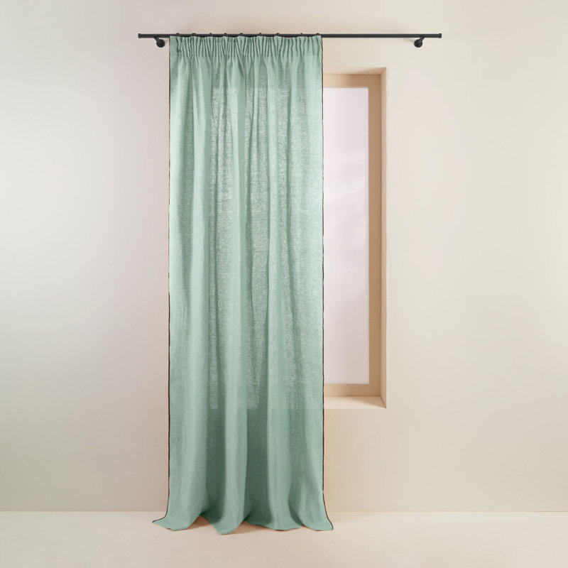 Carlina Pencil Pleat Semi Sheer Sliding Curtain, Width 350 x Drop 280cm, Light Blue