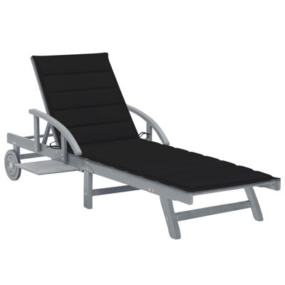 Chaise longue simple en acacia 80 po avec coussins Stanstead