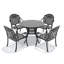 Ensemble de 5 meubles de patio en aluminium coulé avec cadre noir et coussins de siège rouges