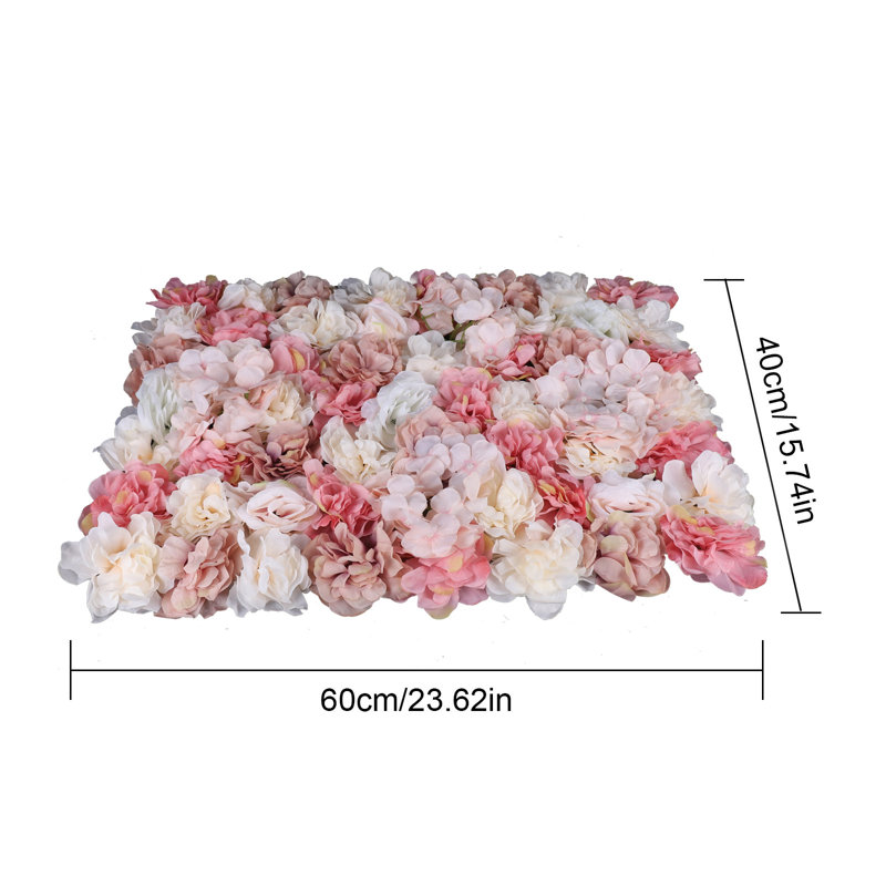 6 PCS Artificial Silk Flower Wall Panel, Light Pink/Beige/Yellow/Nude Pink