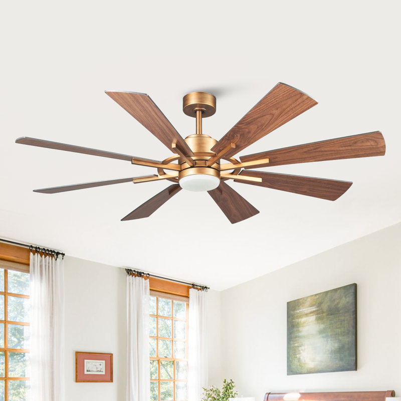Trosclair 60'' 8- Blade Reversible DC Ceiling Fan with LED Lights and Remote Control