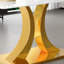 Table de salle à manger transformable robuste en acier inoxydable, plateau en verre trempé à motif de luxe blanc Pandora pour la salle à manger de cuisine-1730267427