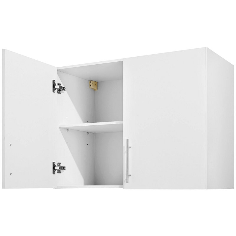 Armoire de buanderie, armoire murale à 2 niveaux avec tablette réglable, armoire de rangement 32 po avec 2 portes, pour salle de bain, cuisine, buanderie