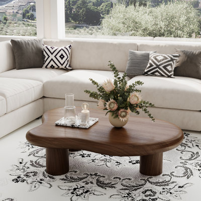 Babajide 48.4inch Cloud Shape Brown four leg Coffee Table, Solid Wood Coffee Table for Livingroom by Ivy Bronx