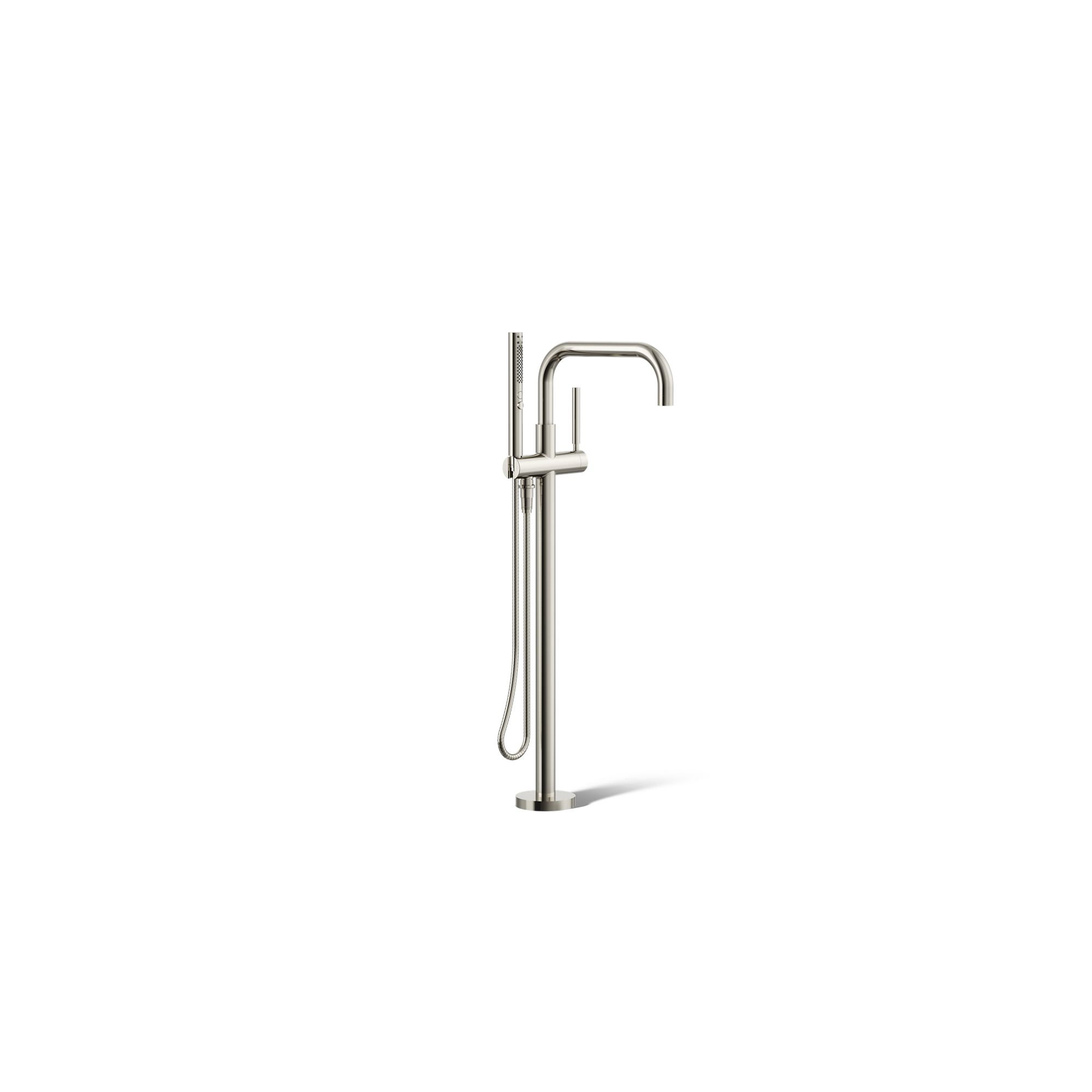 Purist Floor-Mount Bath Filler Trim with Handshower, Vibrant Polished Nickel