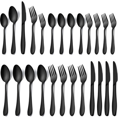 Ensemble de couverts 20 pièces pour 4 personnes, ensemble de couverts en acier inoxydable avec finition miroir et vaisselle allant au lave-vaisselle avec fourchettes, couteaux et cuillères