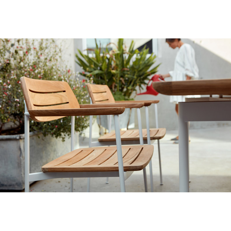 Layout Bench, Natural Teak/Arctic White, 17" H x 74" W x 15" D