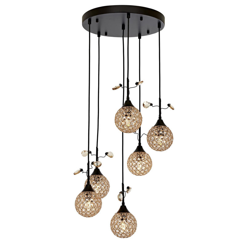 6 - Light Black Cluster Pendant, Gold