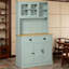 Buffet de cuisine autoportant avec huche avec tiroirs, portes en verre et tablettes réglables Pantry-1538996476