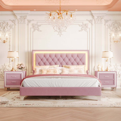 Ensemble de chambre à coucher 3 pièces avec lumières DEL