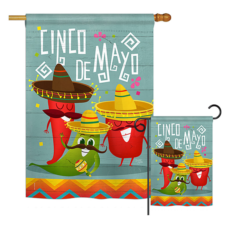 Ensemble de 2 côtés de polyester chili poivre cinco de mayo et primitif sud-ouest impressions