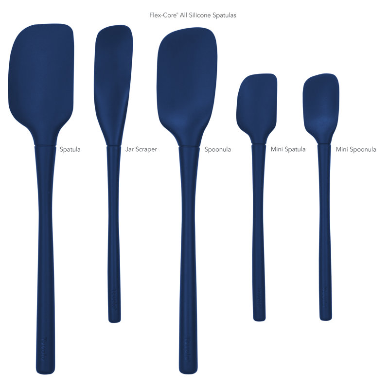 Flex-Core Silicone Handled Spatula 5 Piece Set For Meal, Deep Indigo