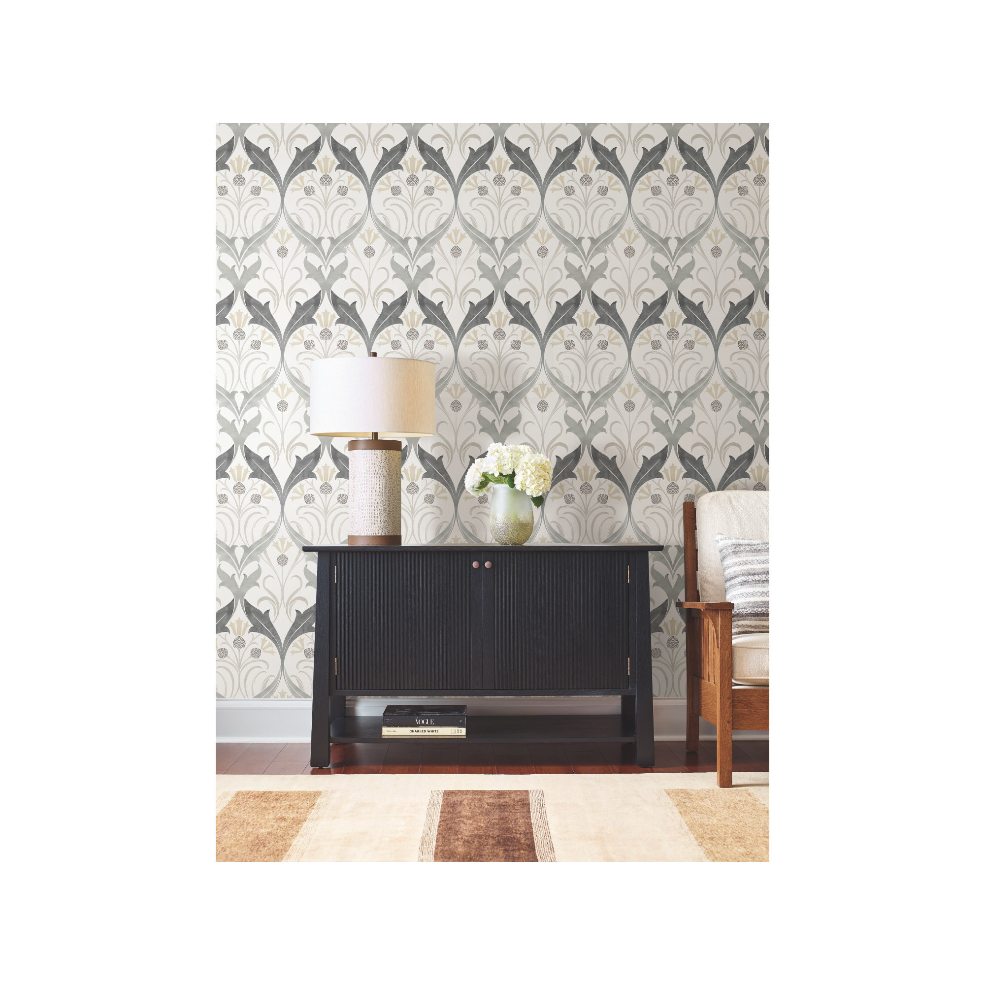 Harmon Floral Wallpaper, Charcoal