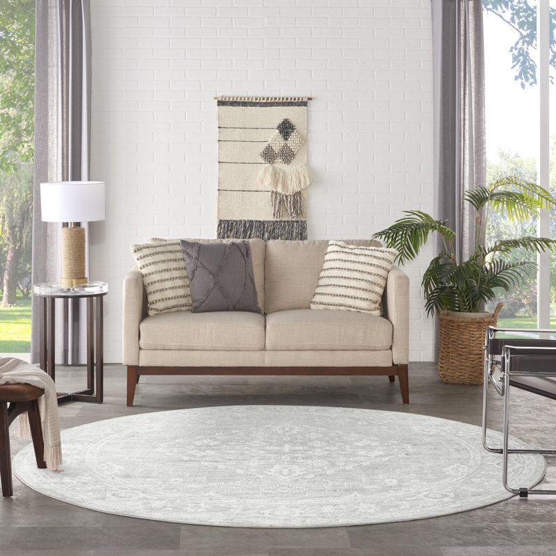Tapis d'intérieur lavable en machine Bungalow Rose, Rond 7 pi 10 po