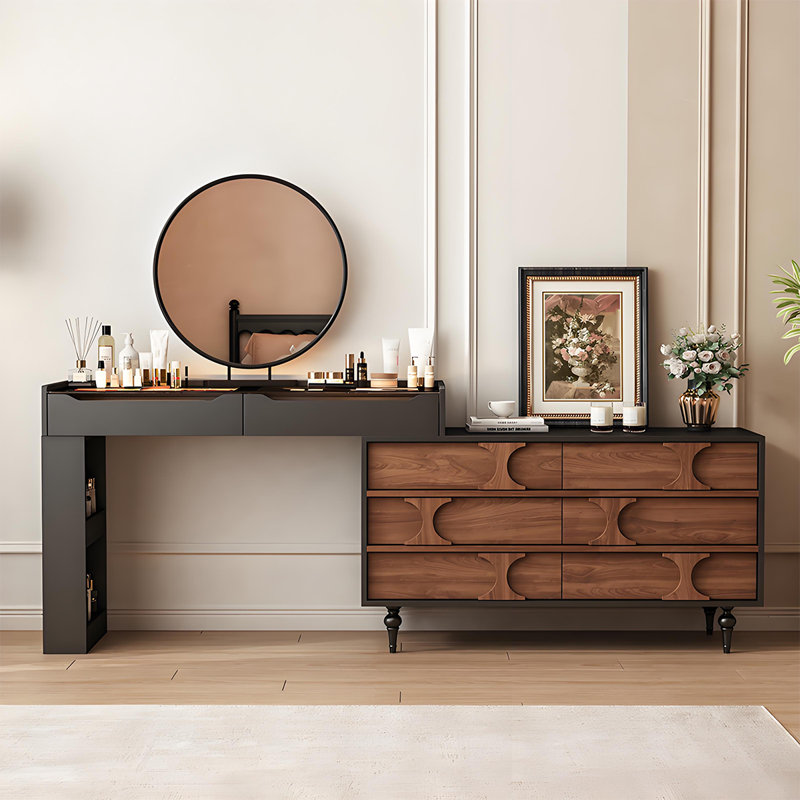 Commode à rallonge noire et brune de style français 94,49 po