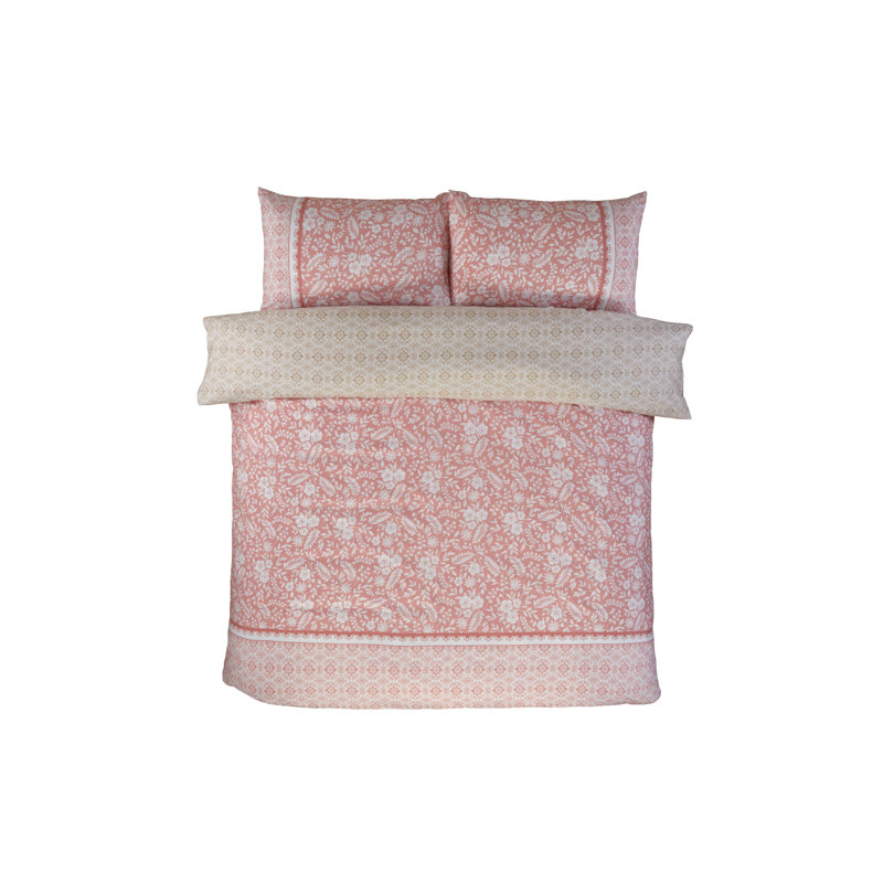 ELEANOR Polyester Floral Duvet Cover Set with Pillowcases Included, Single, Pink, 2