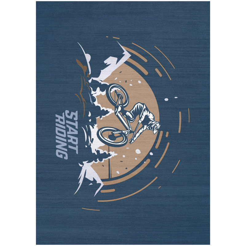  Imagination Machine Washable Blue Indoor Rug, Rectangle 6'6" x 9'2"