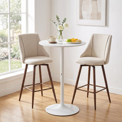 3-Piece 24" Round Counter Height Dining Set with Upholstered Swivel Stools