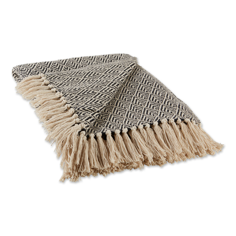 Jeté en coton , Chevron noir