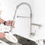 Robinet de cuisine rétractable robuste de style commercial avec pré-rinçage à poignée simple, remplissage en céramique de style nickel brossé, fabrication à arc élevé et en plomb, rotation à 360 degrés et 2 fonctions