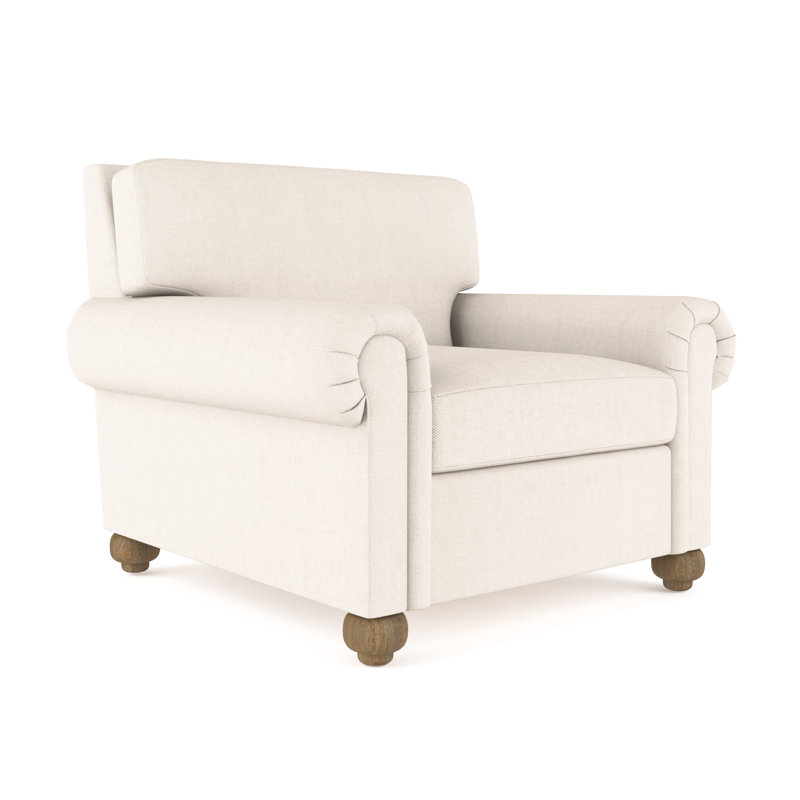 Leroy Armchair, 36" H x 41" W x 43" D, Plush Velvet Alabaster, Weathered