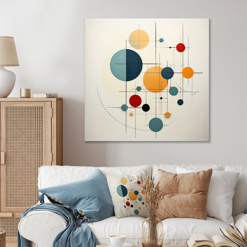 Distant Galaxies Midcentury Elegant Retro I - Abstract Midcentury, reproduction d'art encadrée, 30" H x 30" W, Toile tendue