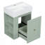 Meuble-lavabo moderne avec lavabo en céramique, armoire de rangement en panneau de fibres à densité moyenne, tiroir, tablette latérale et poignée dorée pour les petites salles de bain-927910358
