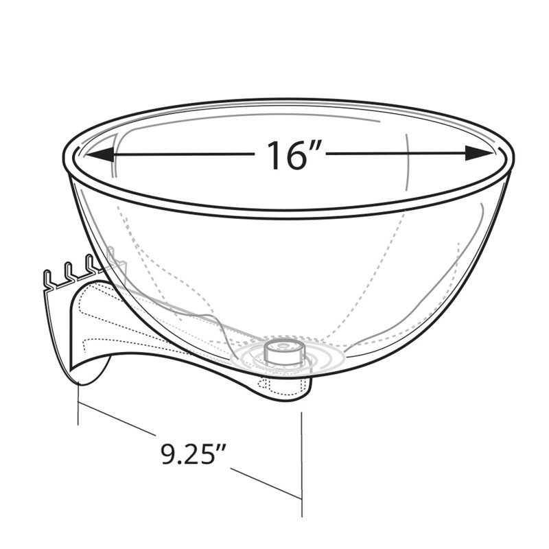 16" Bowl Display for Pegboard/Slatwall, 16"